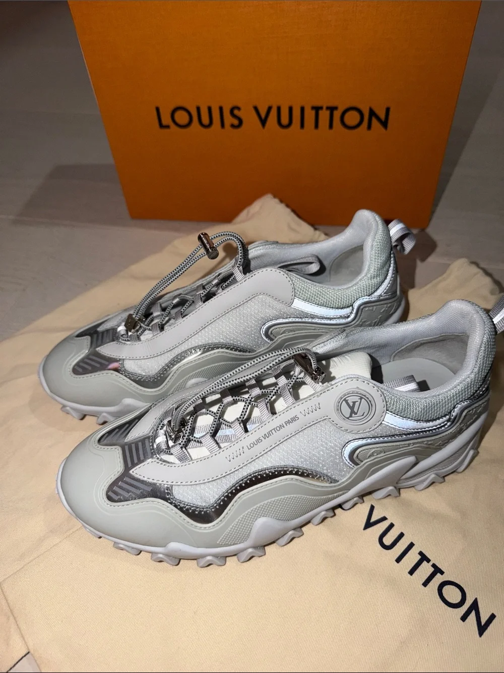 Louis Vuitton Rush Sneaker In Argent Size 7/37 Gray Silver Chunky Made In Italy
